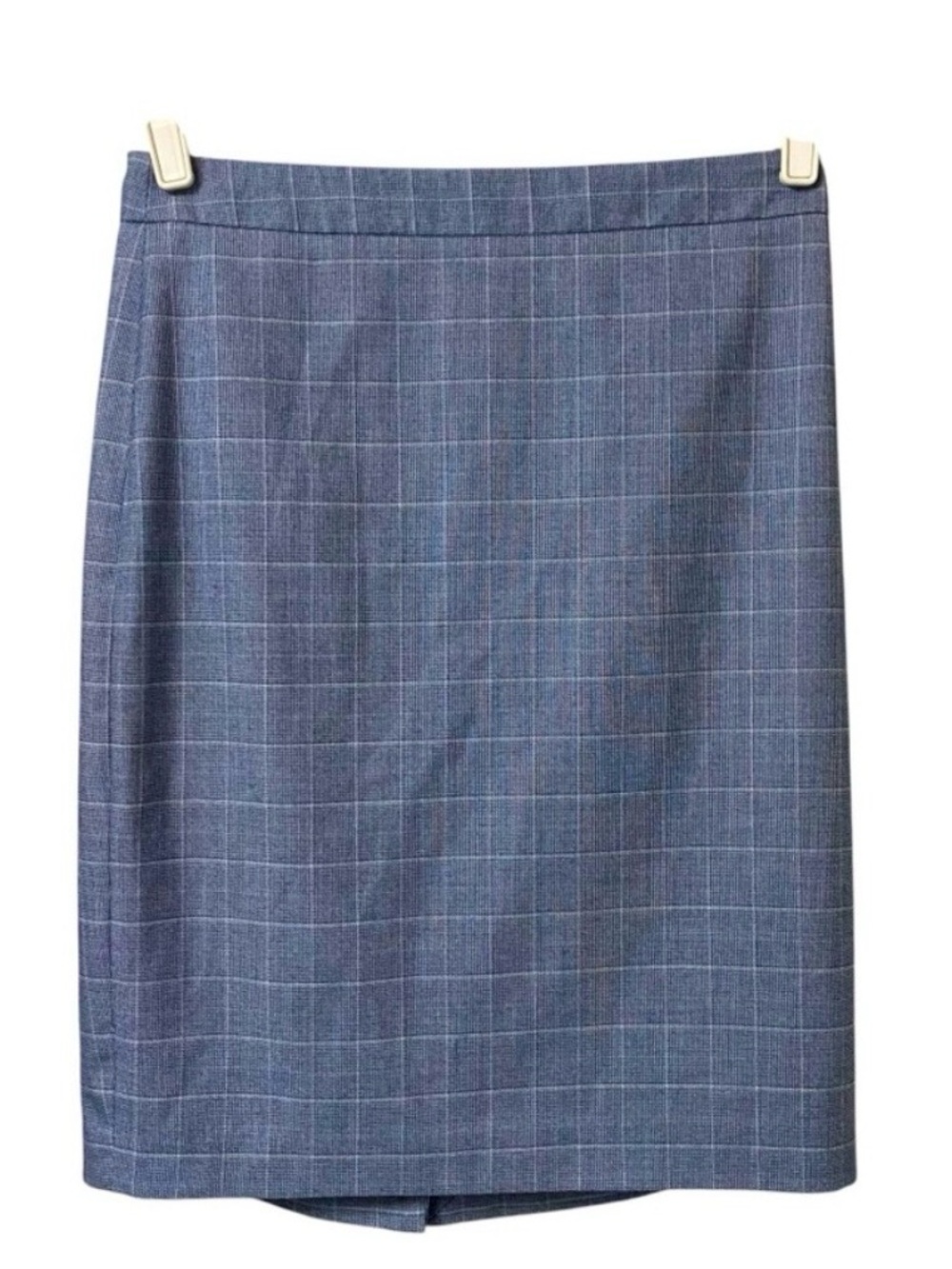 Banana Republic blue windowpane plaid preppy pencil skirt office career  size 8
